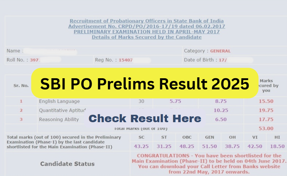 SBI PO Prelims Result